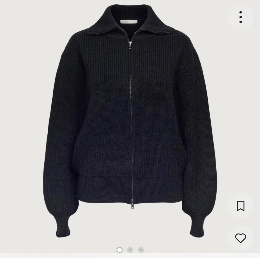 Oak and Fort Black Zip-Up Sweater